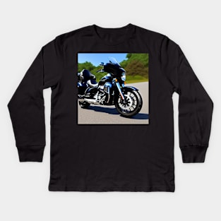 Classic Cruiser Motorcycle Black Kids Long Sleeve T-Shirt